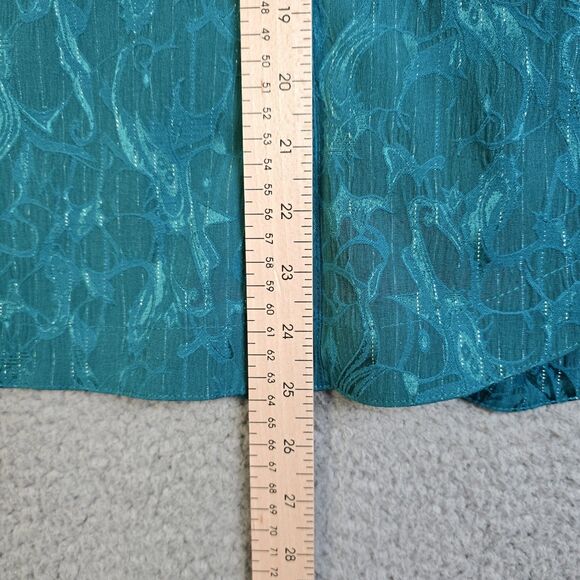 Chicos Additions Teal Textured Button Jacket Size 2 Hip Length Jacquard Workwear - Picture 9 of 16